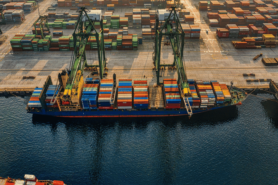Shipping containers being cleared at the Port of Dar es Salaam, Tanzania, during the import process.